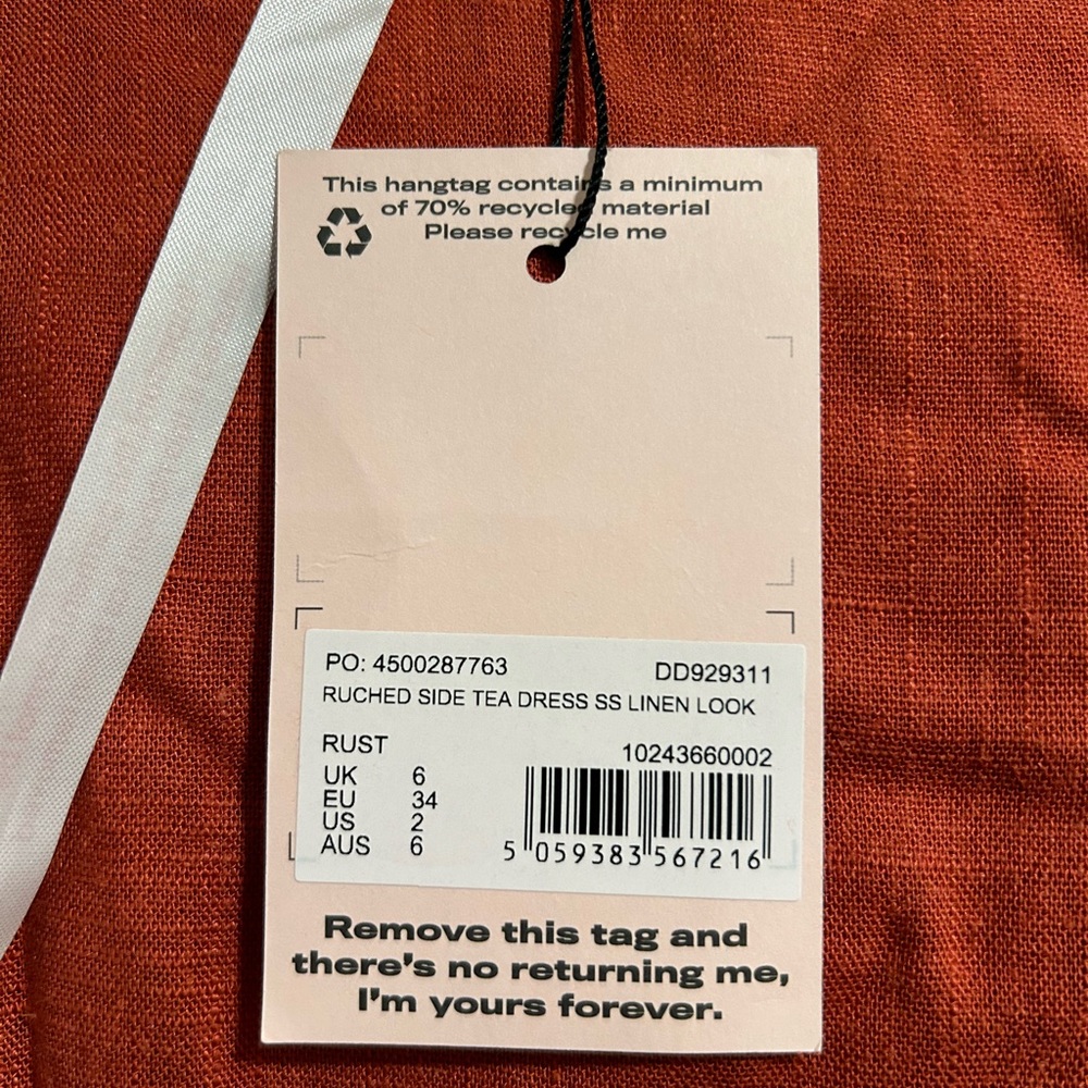 Missguided Rust Rouched Linen Dress - Picture 5 of 5